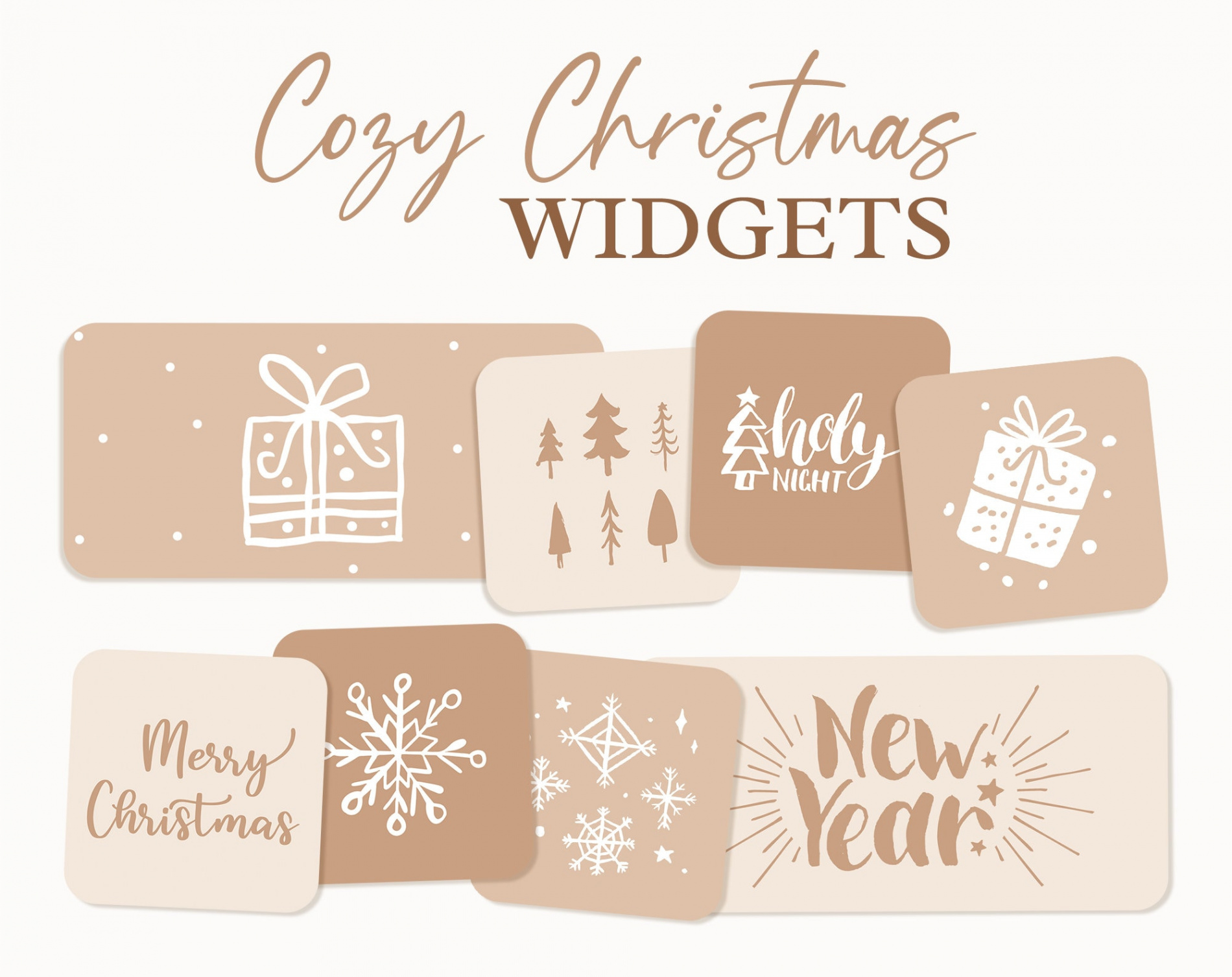 Cozy Christmas Widget Pack, Nude Widget Christmas, Beige Christmas