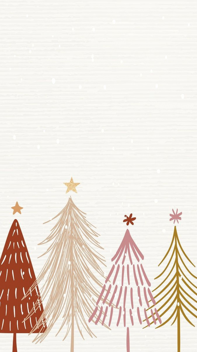 Cream Christmas mobile wallpaper, aesthetic winter doodle  free