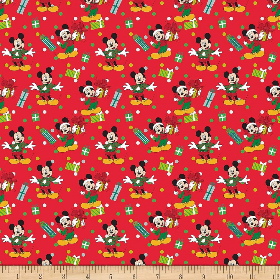 Disney Christmas Mickey for Me Fabric, Red