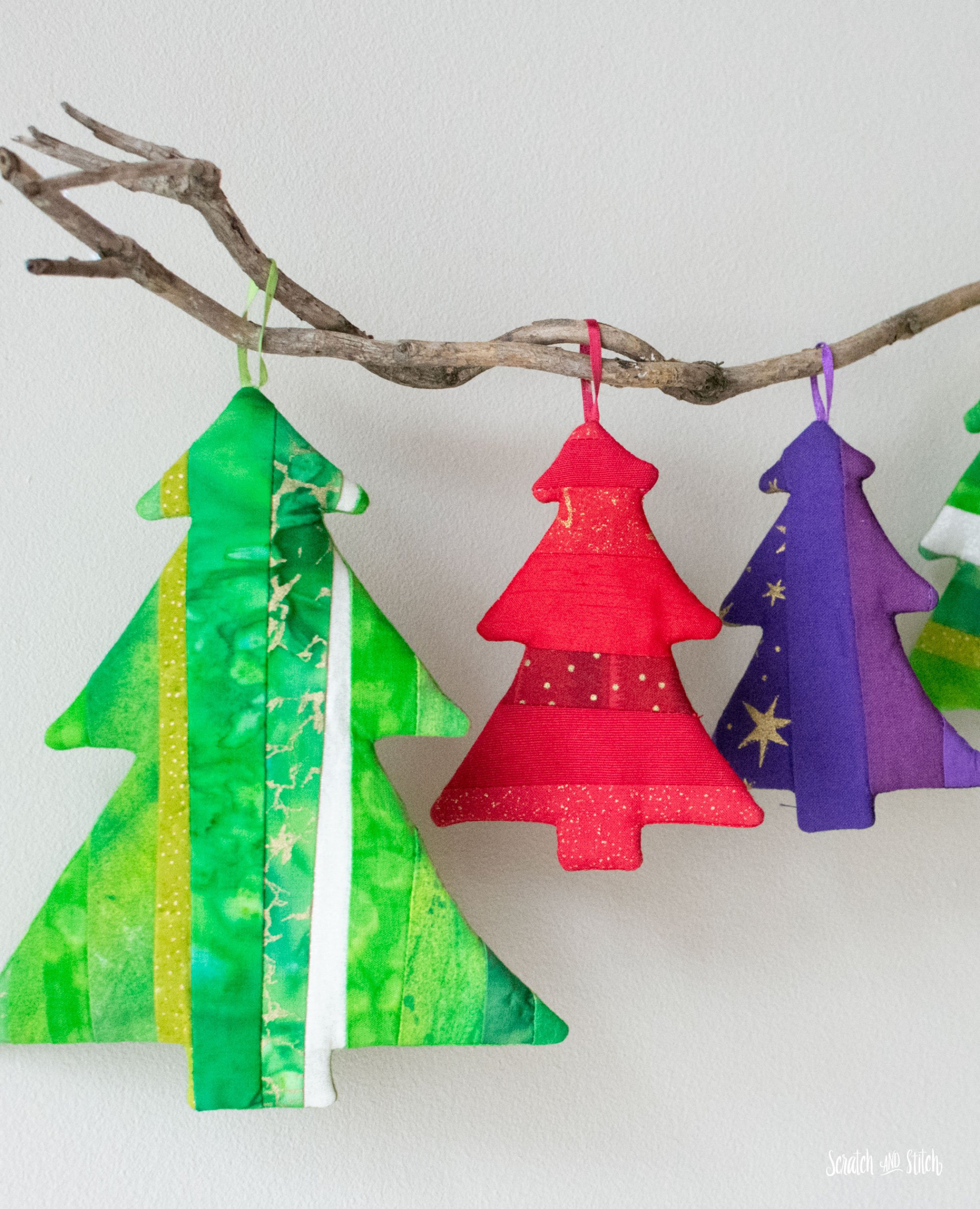 DIY Christmas Ornaments: Fabric Christmas Trees  Scratch and Stitch