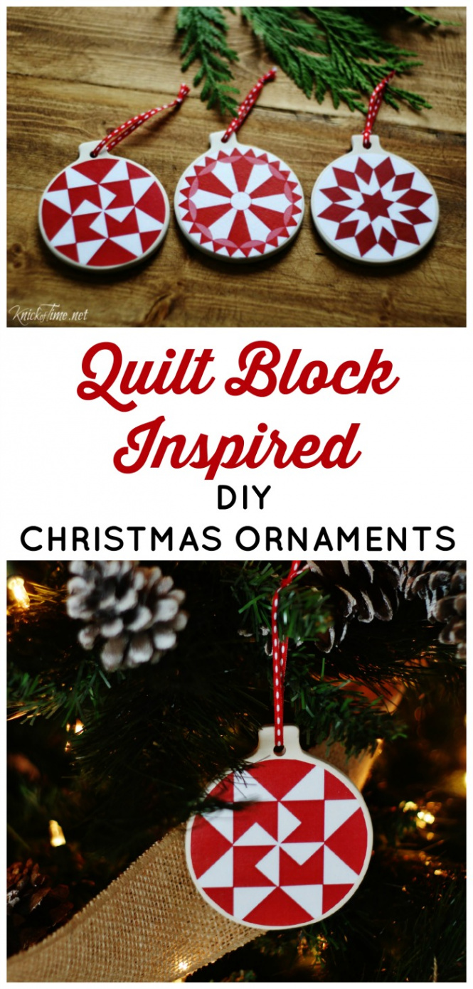 DIY Christmas Ornaments with Quilt Block Patterns - Knick of Time