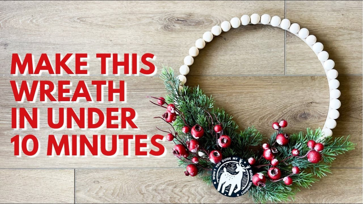 DIY Christmas wreath with wood beads
