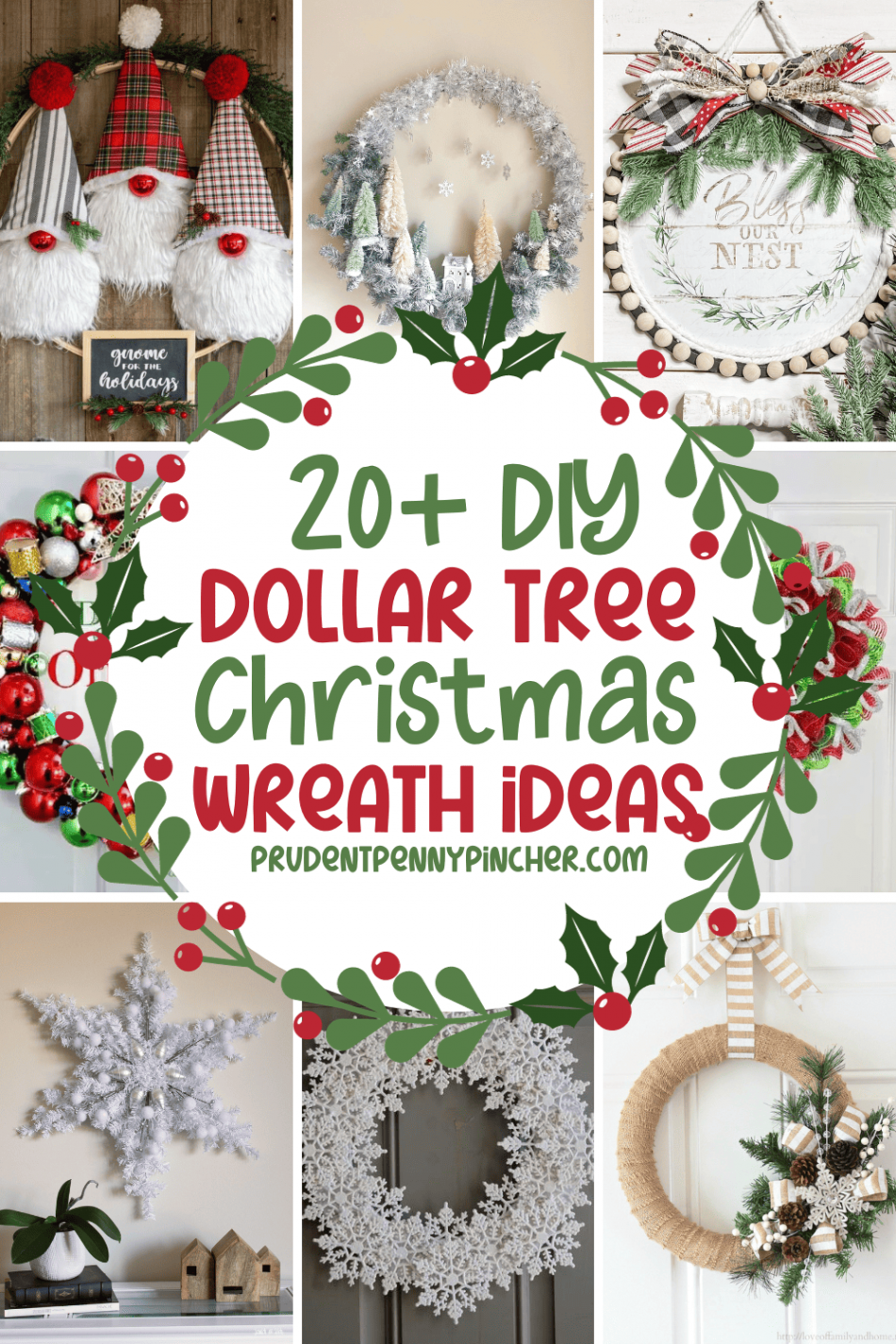 DIY Dollar Store Christmas Wreaths - Prudent Penny Pincher