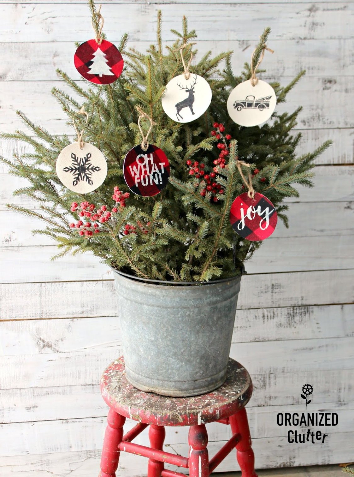 DIY Hobby Lobby Christmas Craft Ornament Banner with Buffalo