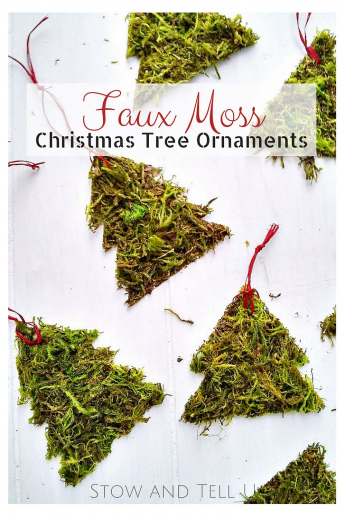 DIY Moss Christmas Tree Ornaments