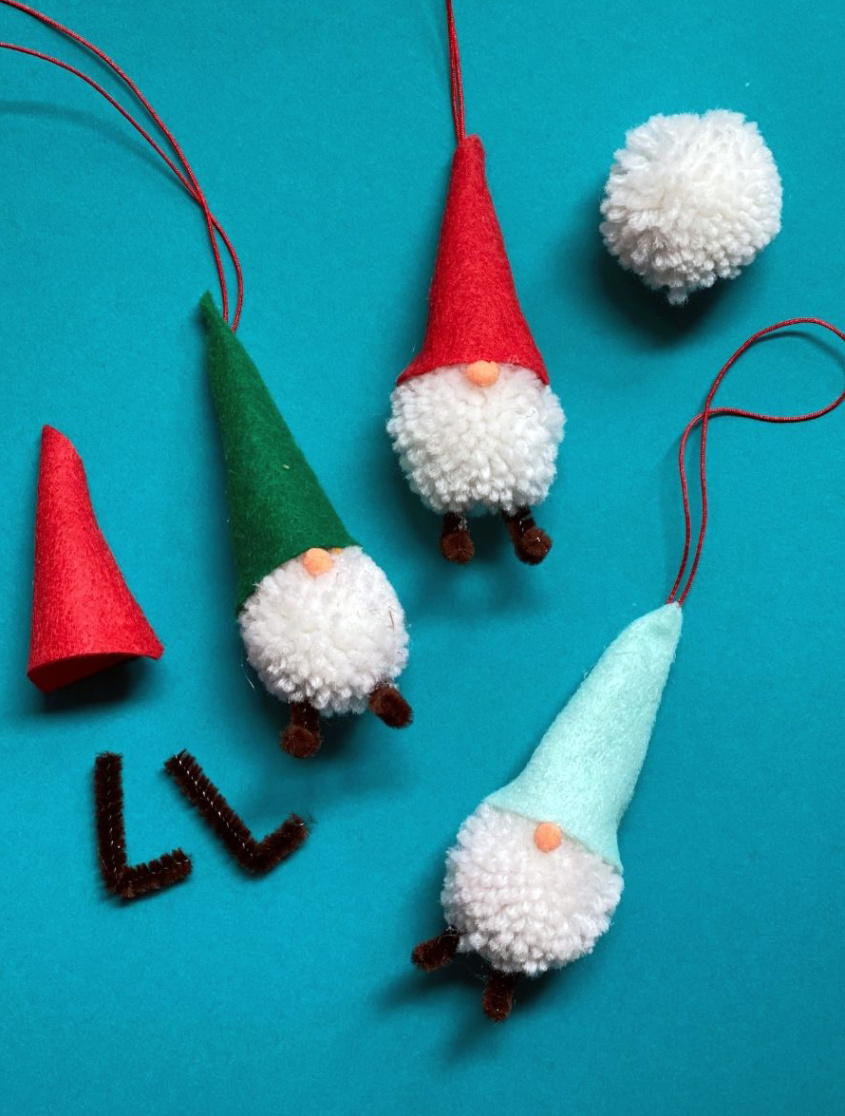 DIY Pom-Pom Christmas Ornaments • Homemade Christmas Craft for Kids