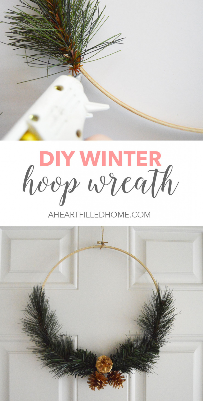 DIY Winter Hoop Wreath - A Heart Filled Home  DIY & Home Decor