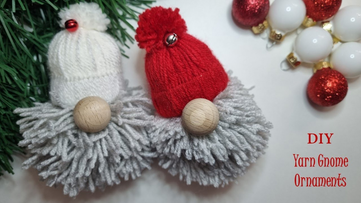 DIY Yarn Gnome Christmas Ornament