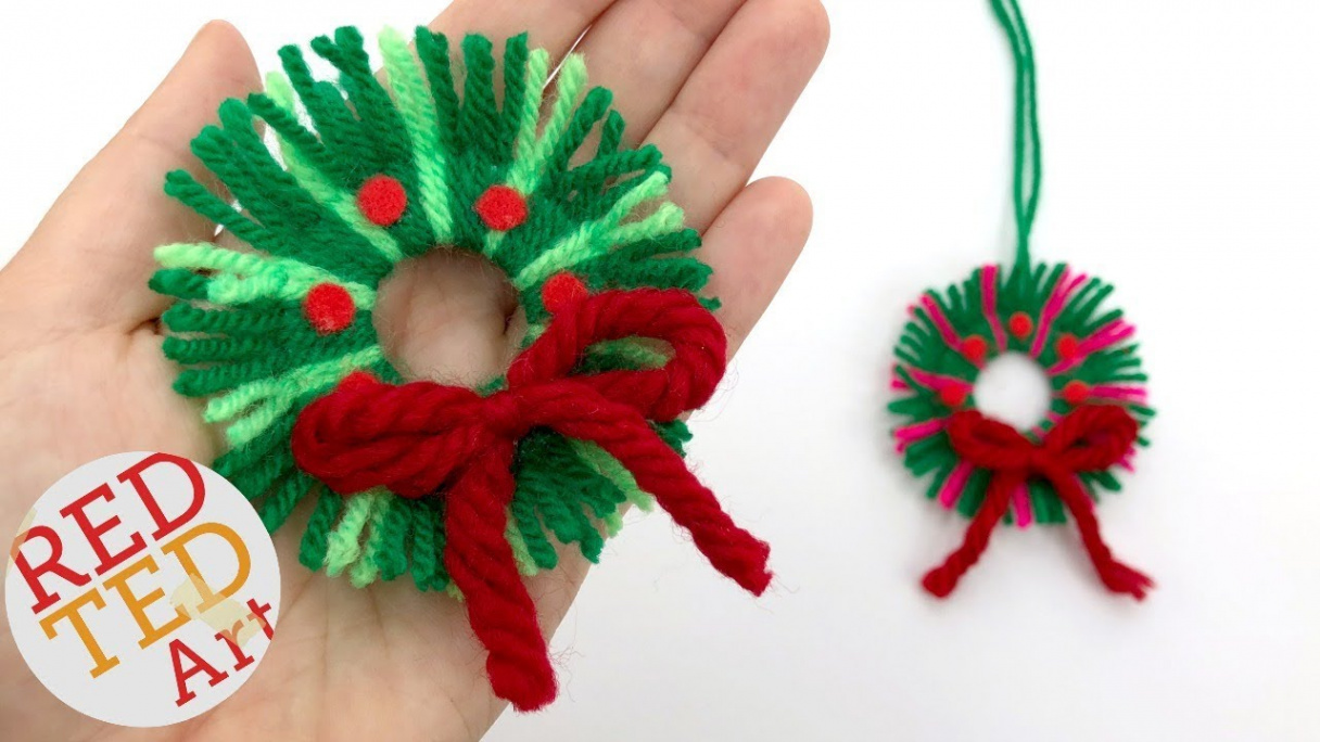 DIY Yarn Wreath Ornaments for Christmas