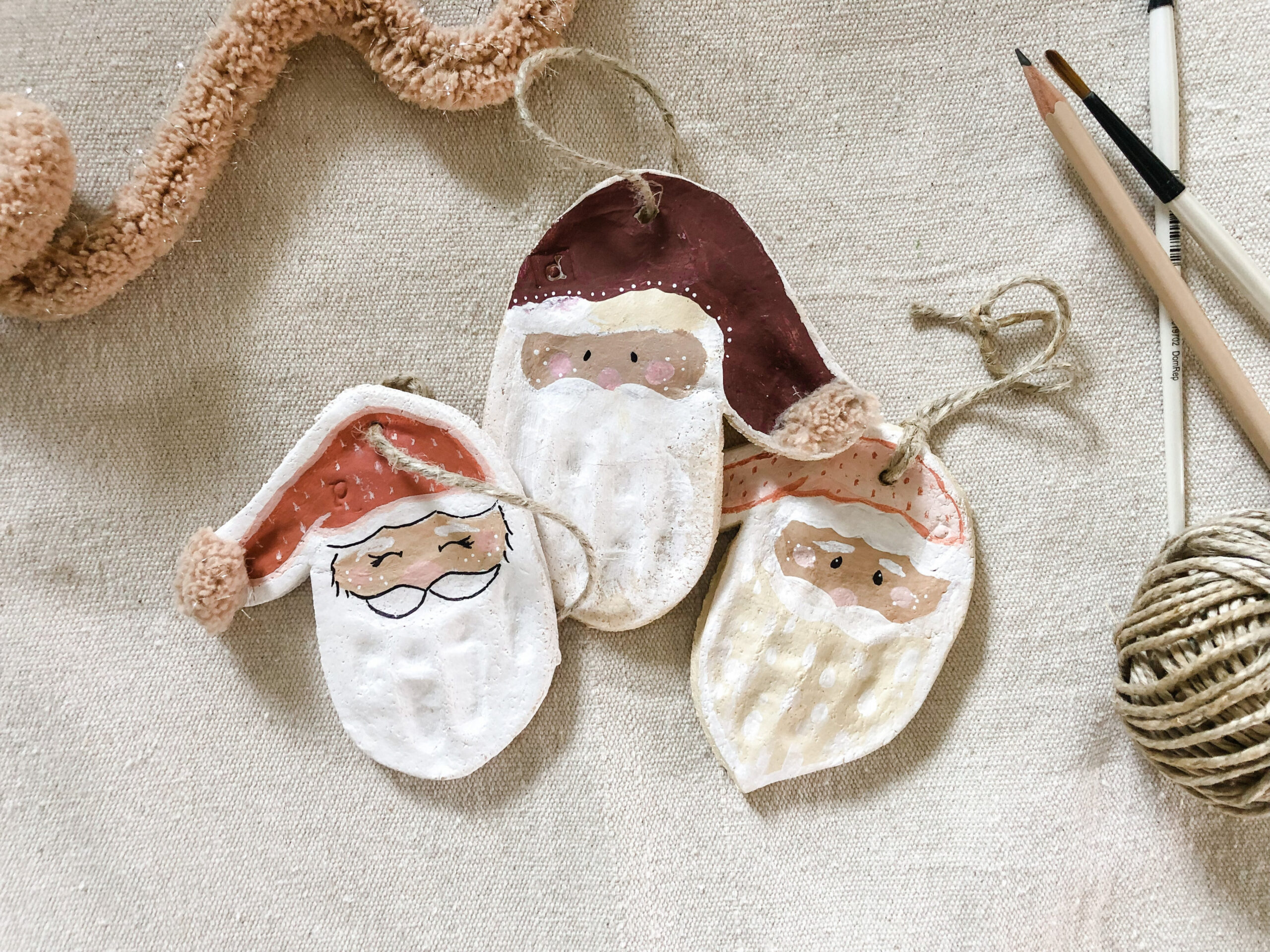 Easy DIY  Salt Dough Santa Handprint Christmas Tree Ornaments