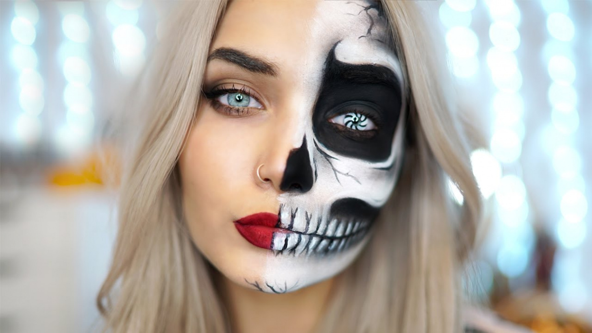 EASY HALF SKULL HALLOWEEN MAKEUP TUTORIAL Ad