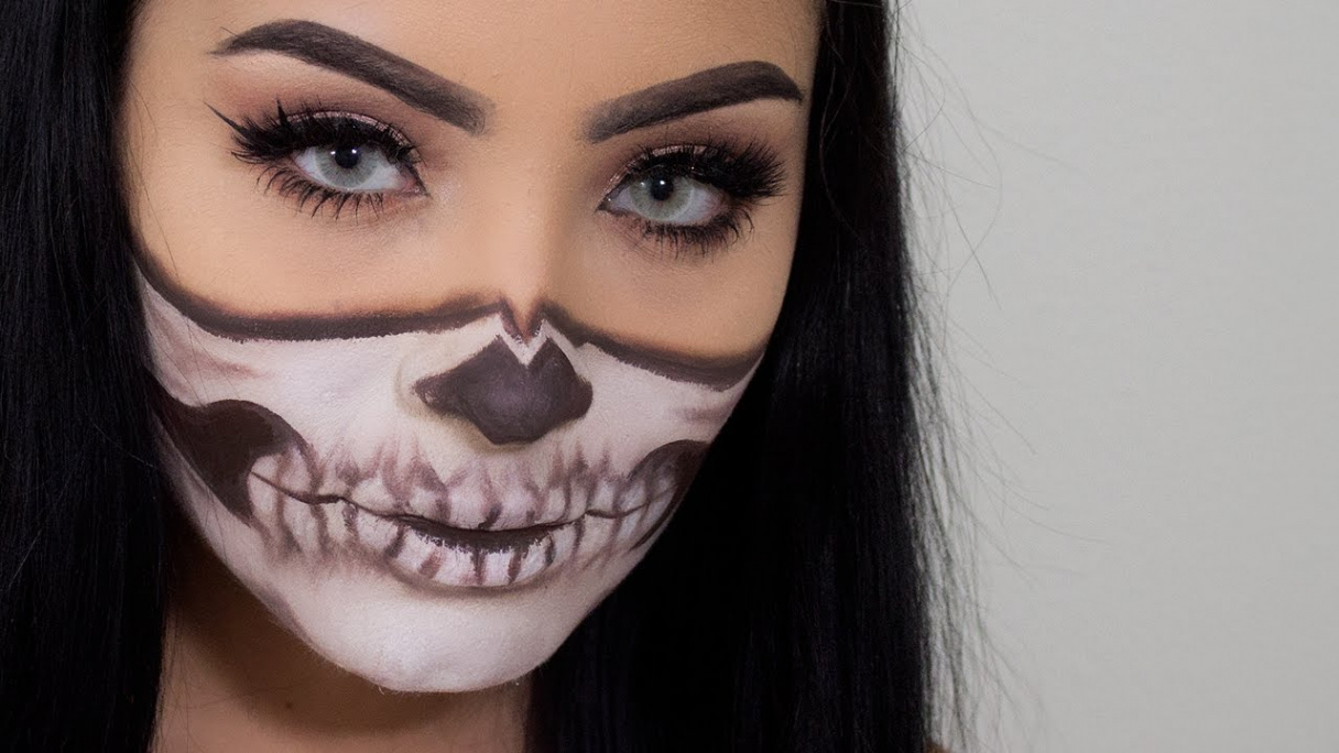 Easy Half Skull Halloween Makeup