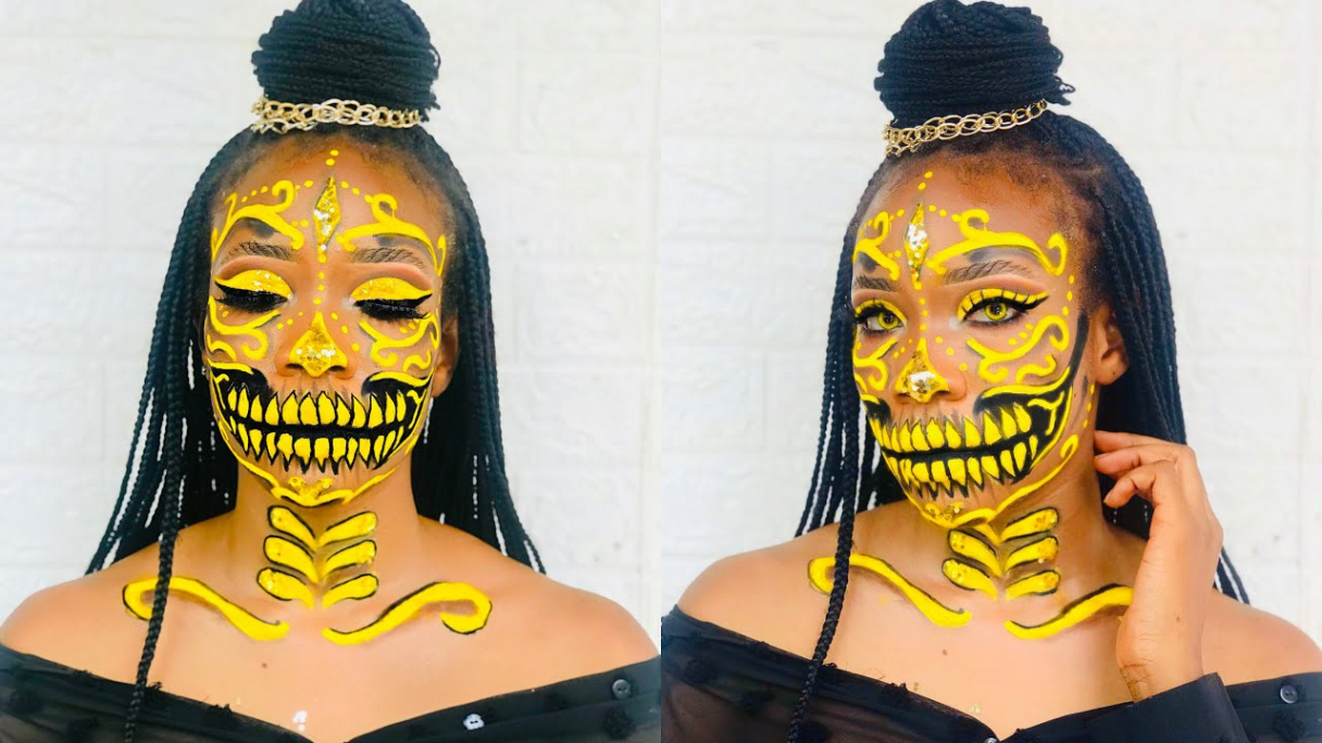 EASY YELLOW SKULL MAKEUP TUTORIAL