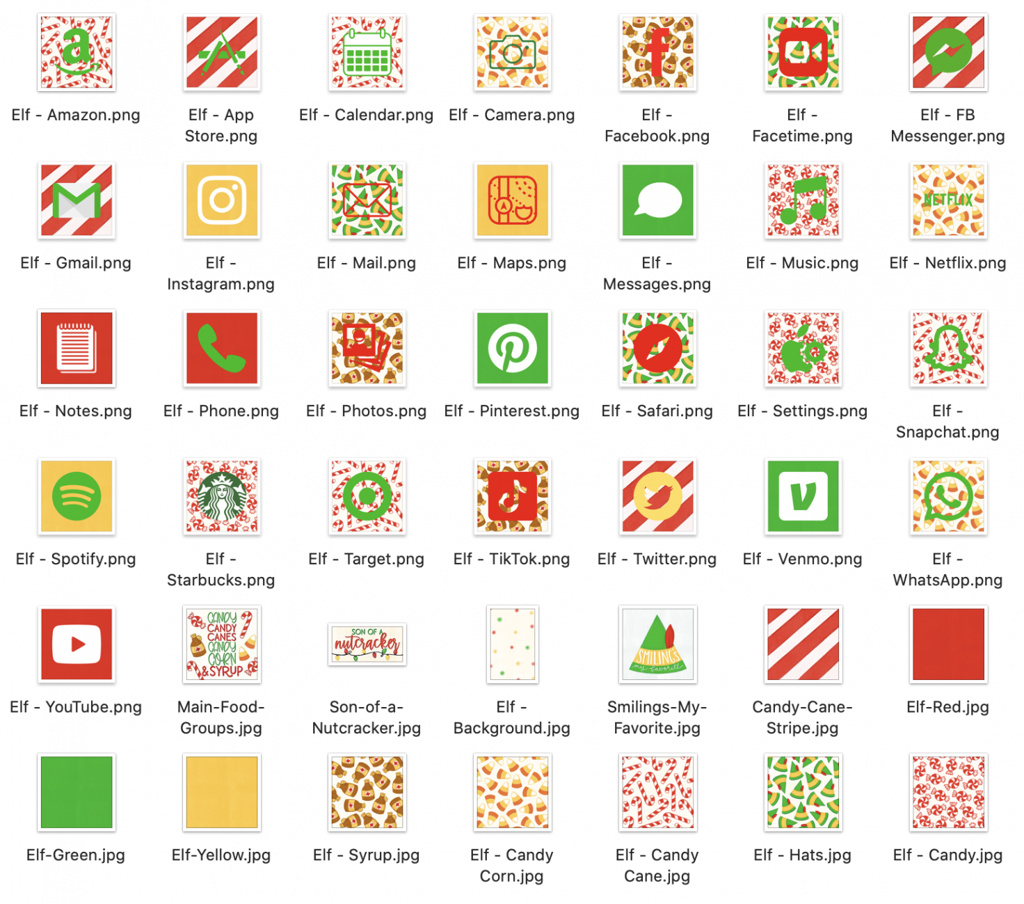 Elf Movie iPhone App and Widget Icons BUNDLE - Pineapple Paper Co.