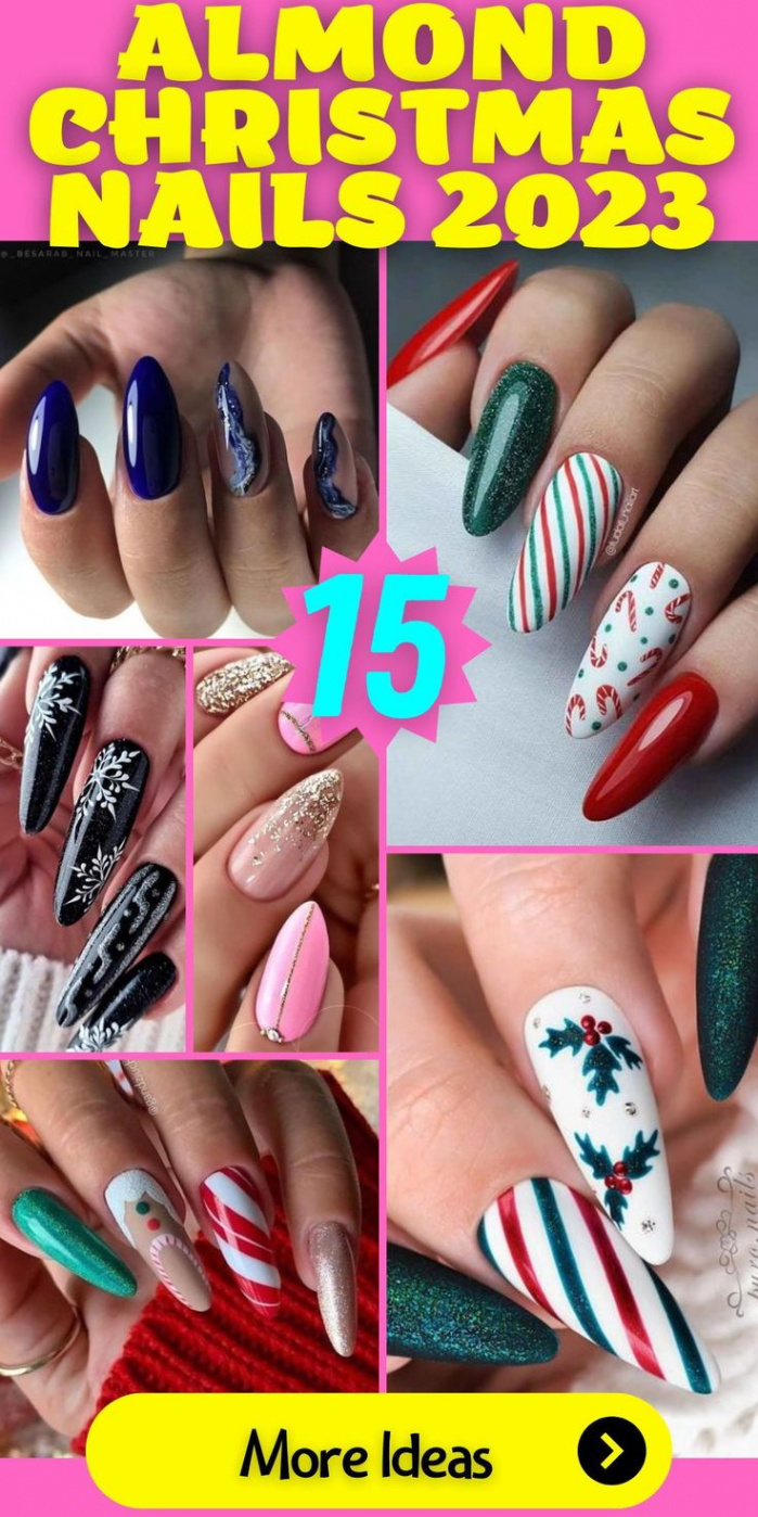 Festive Almond Christmas Nails :  Ideas for a Merry Holiday