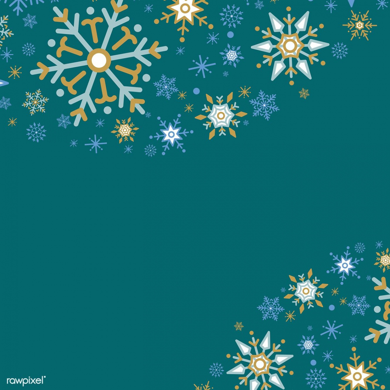Festive Winter Wonderland: Green Christmas Background with Snowflakes