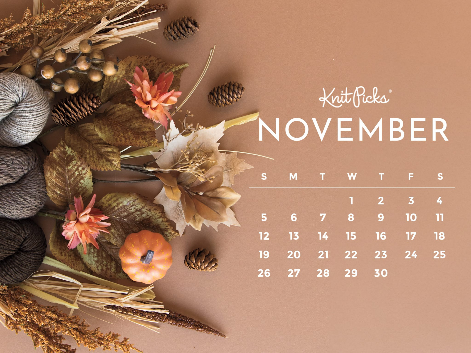 Free Downloadable November  Calendar - The Knit Picks Staff