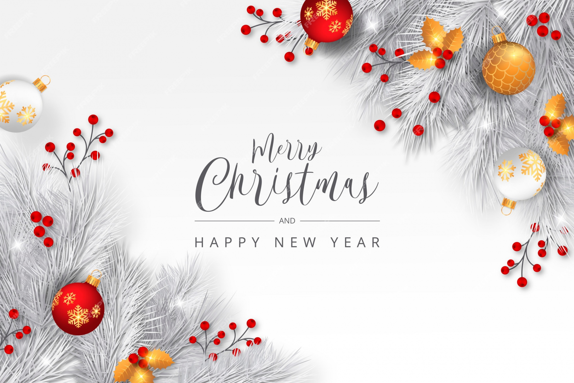 Free Vector  Elegant christmas background with white branches
