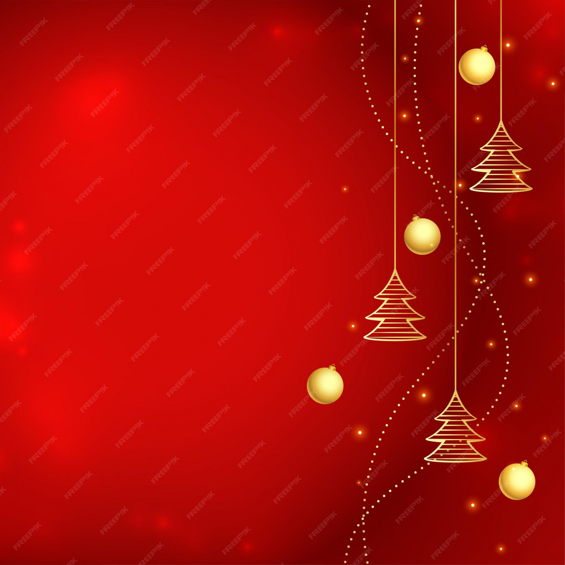 Free Vector  Red christmas background in golden line style