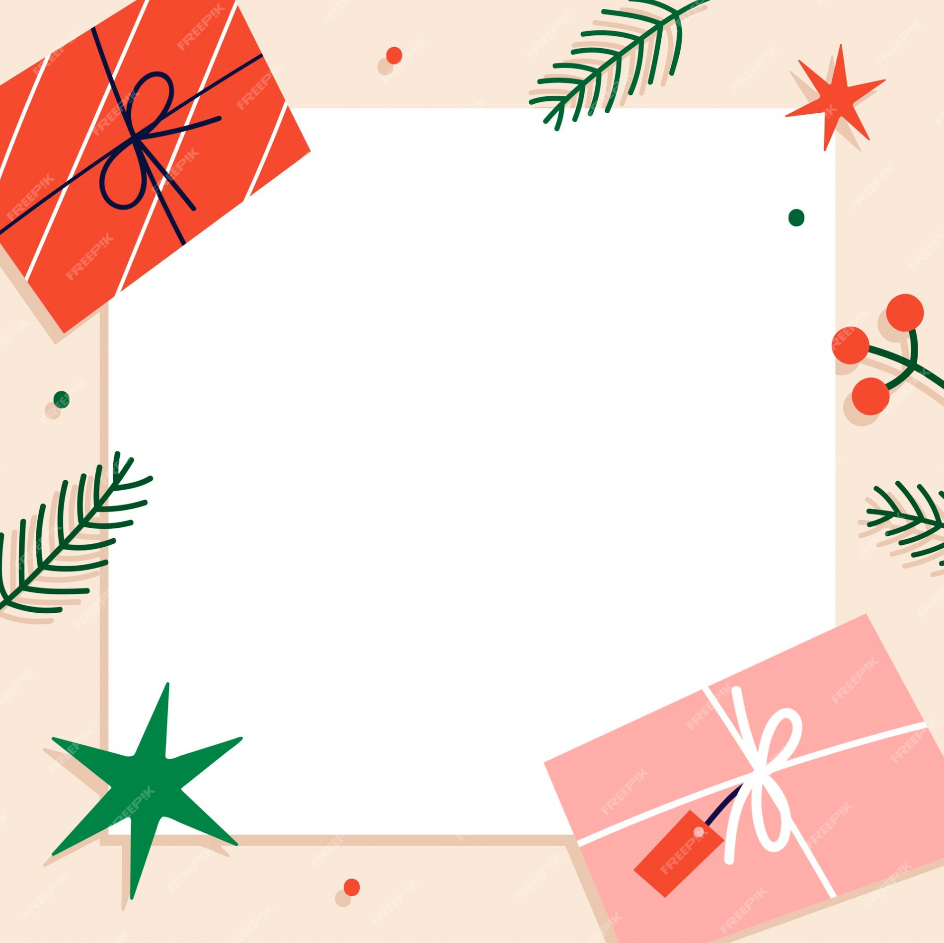 Free Vector  Square christmas background for greeting card