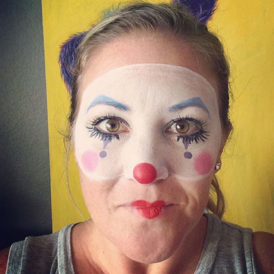 Fun, easy, half clown mask, cute, not scary, happy