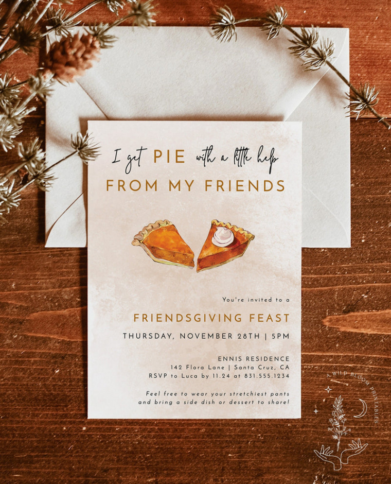 Funny Thanksgiving Invitation  Friendsgiving Dinner Invitation