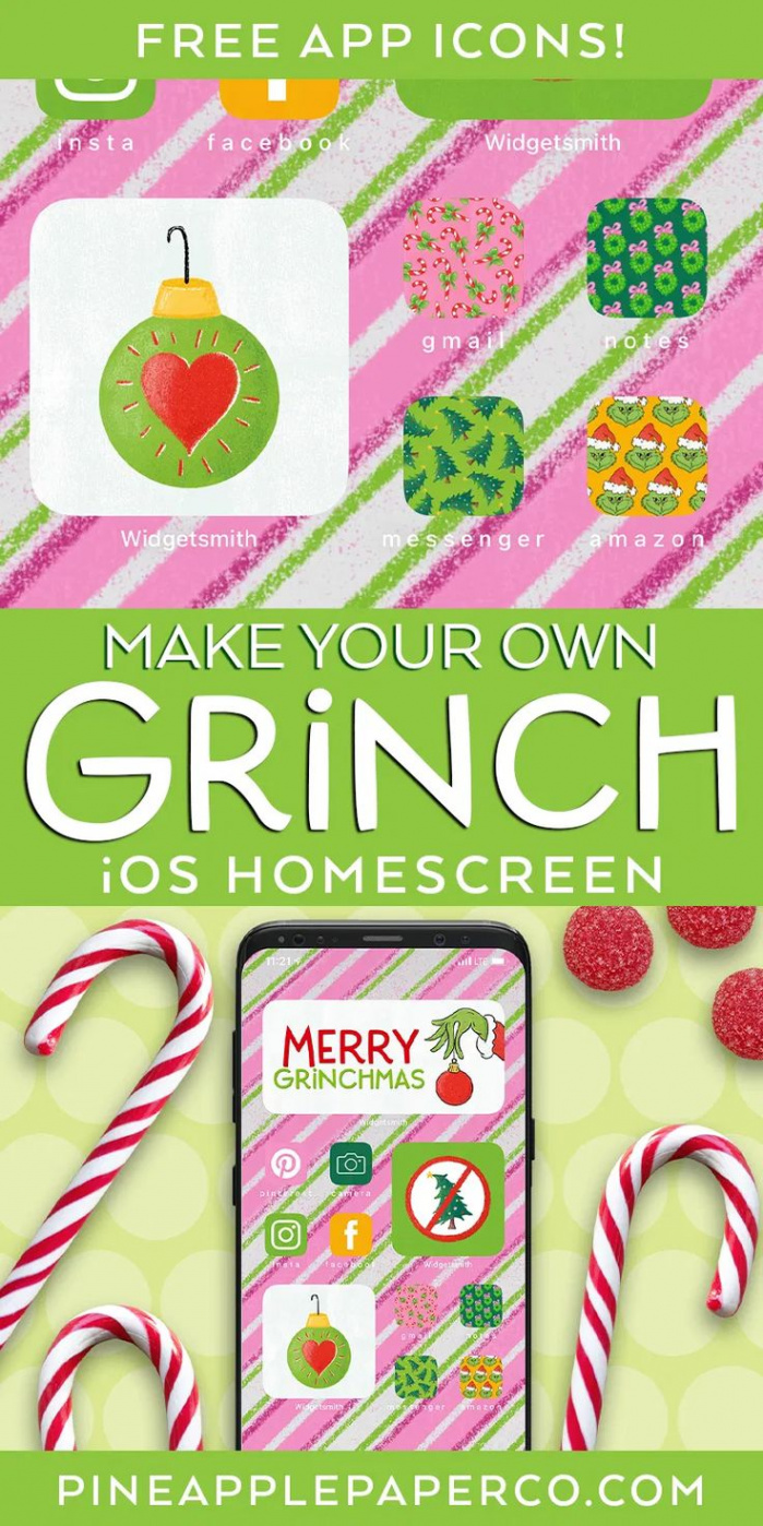 Grinch iPhone Aesthetic App and Widget Icons  Christmas apps