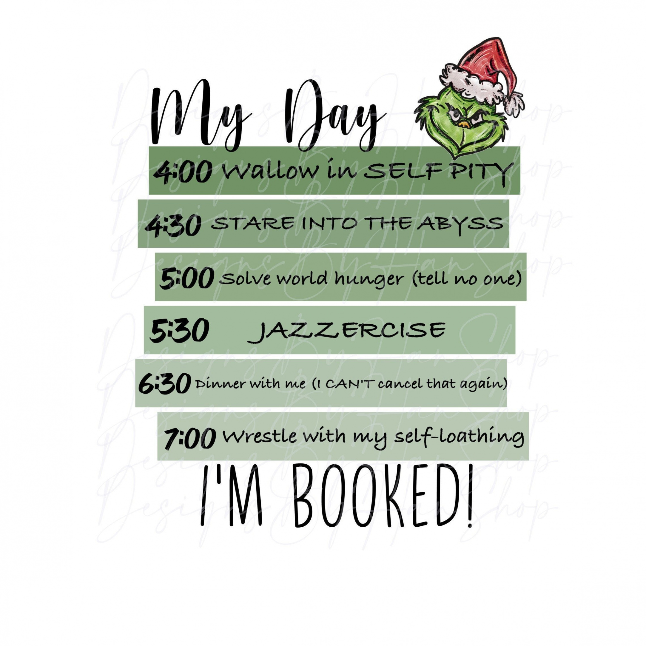 Grinch Schedule Green Pastel Color Block PNG Grinch Schedule - Etsy