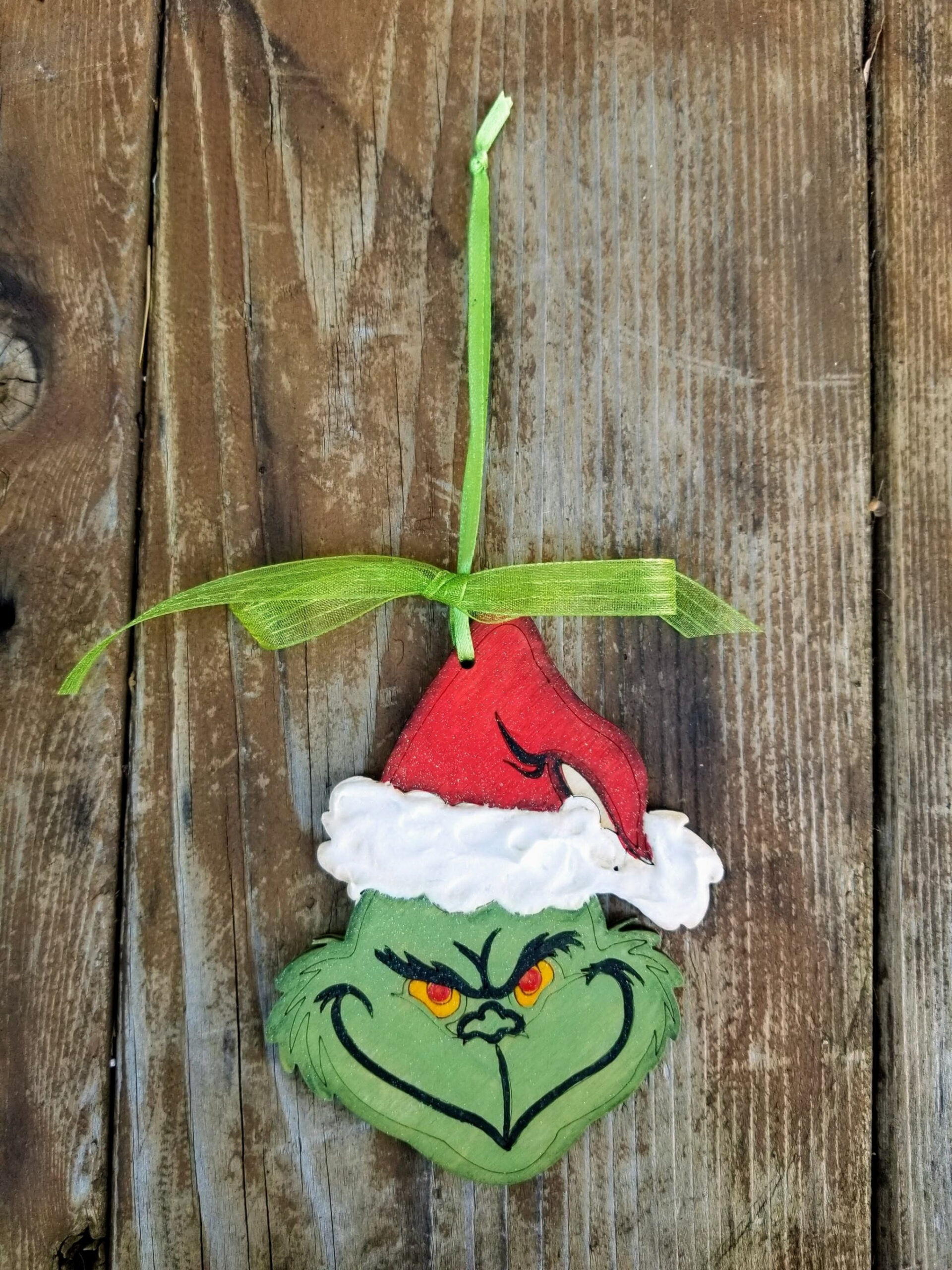 Hand Painted Wooden Grinch Ornament - Etsy