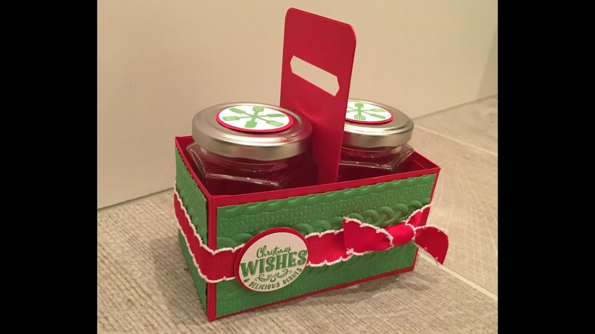 Handmade Gift Box for two Jam Jars using Yummy Little Christmas by Stampin