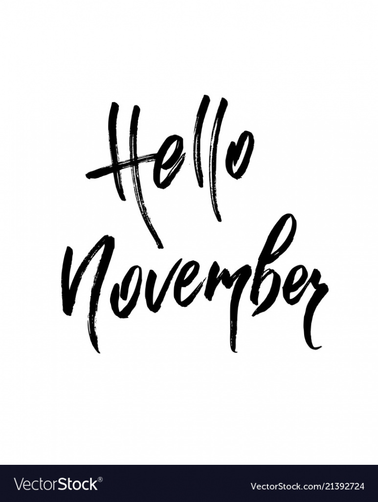 Hello november autumn brush lettering Royalty Free Vector