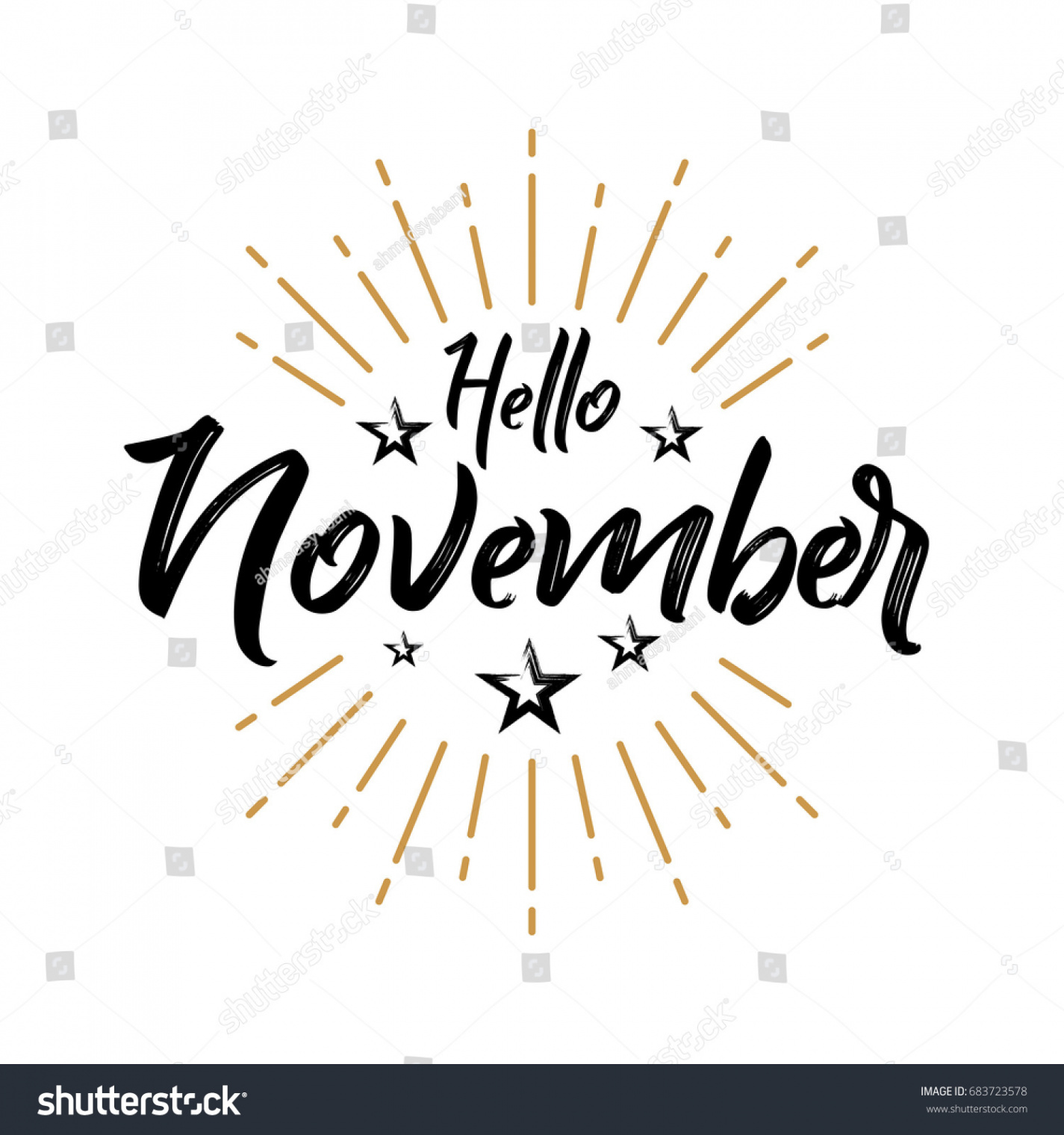 Hello November Firework Vector Greeting New Stock Vector (Royalty