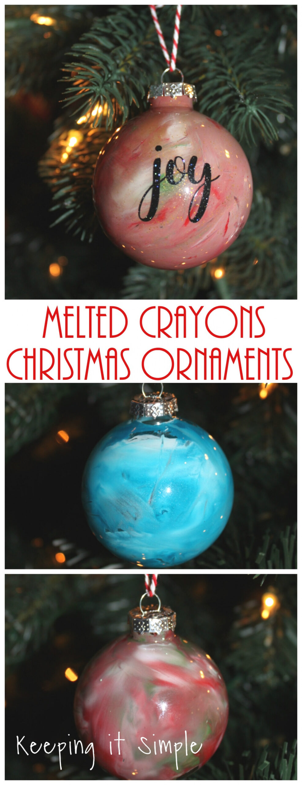Homemade Christmas Ornaments- Melted Crayon Ornaments - Keeping it