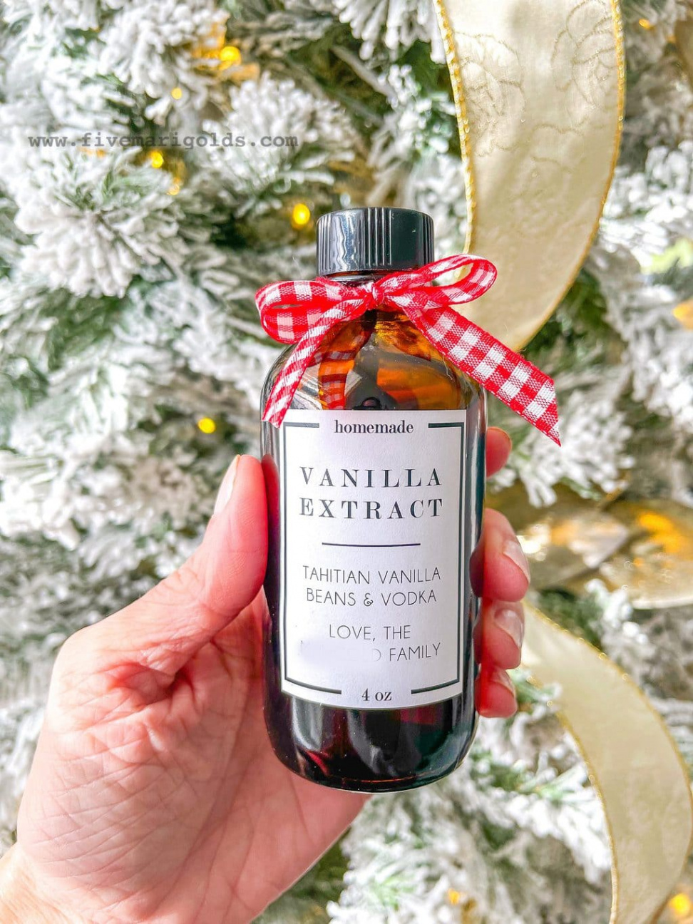 Homemade Vanilla Extract Gifts - Five Marigolds