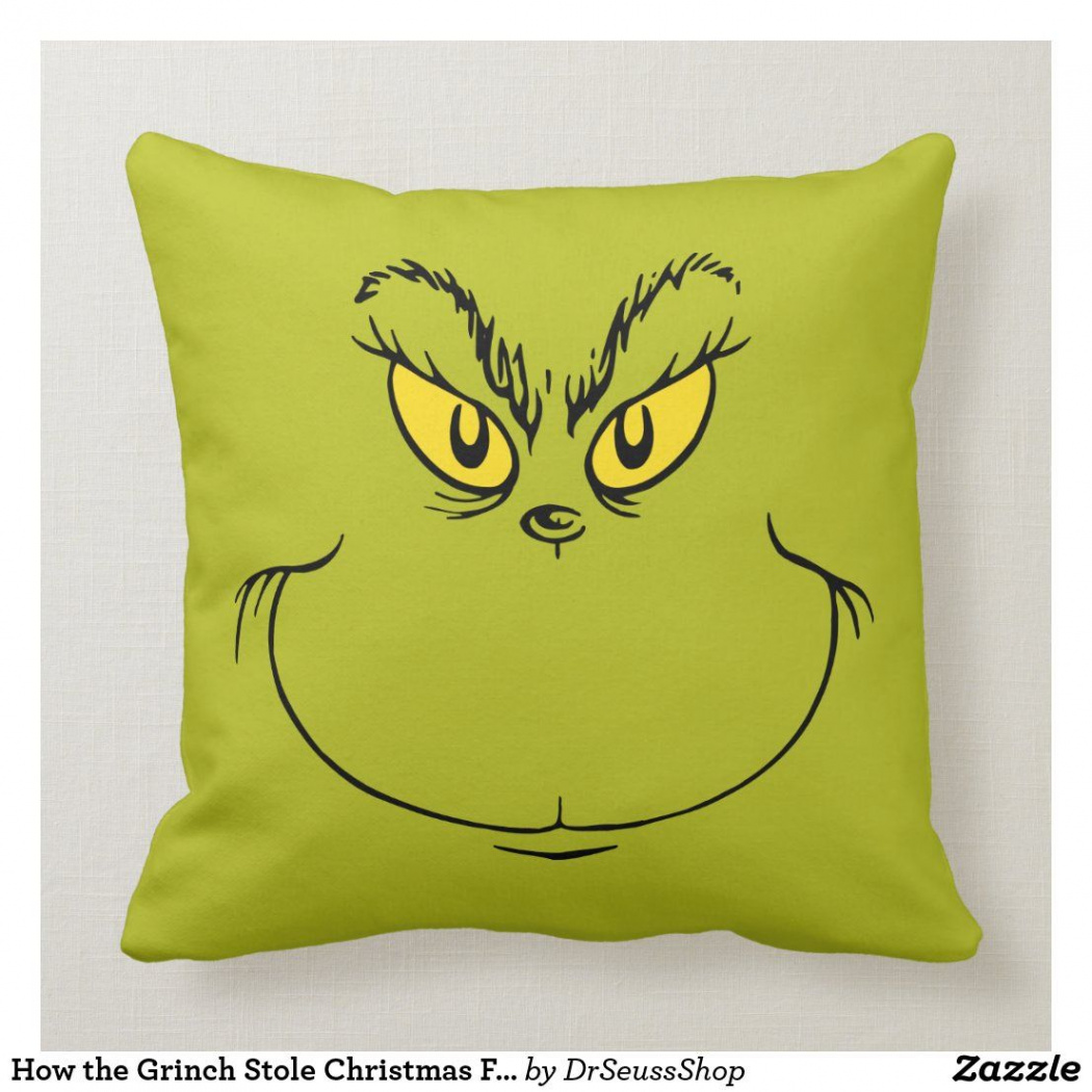 How the Grinch Stole Christmas Face Throw Pillow  Zazzle  Grinch