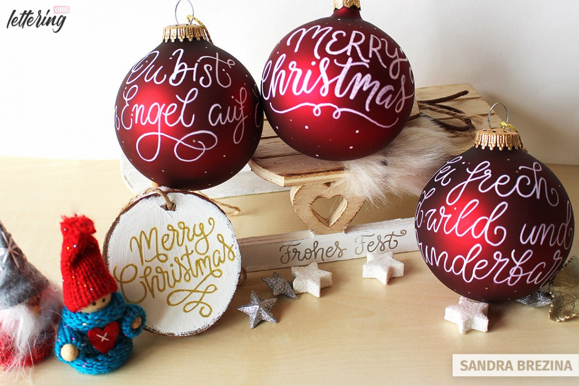 How to create gorgeous hand lettered Christmas ornaments (Tutorial)