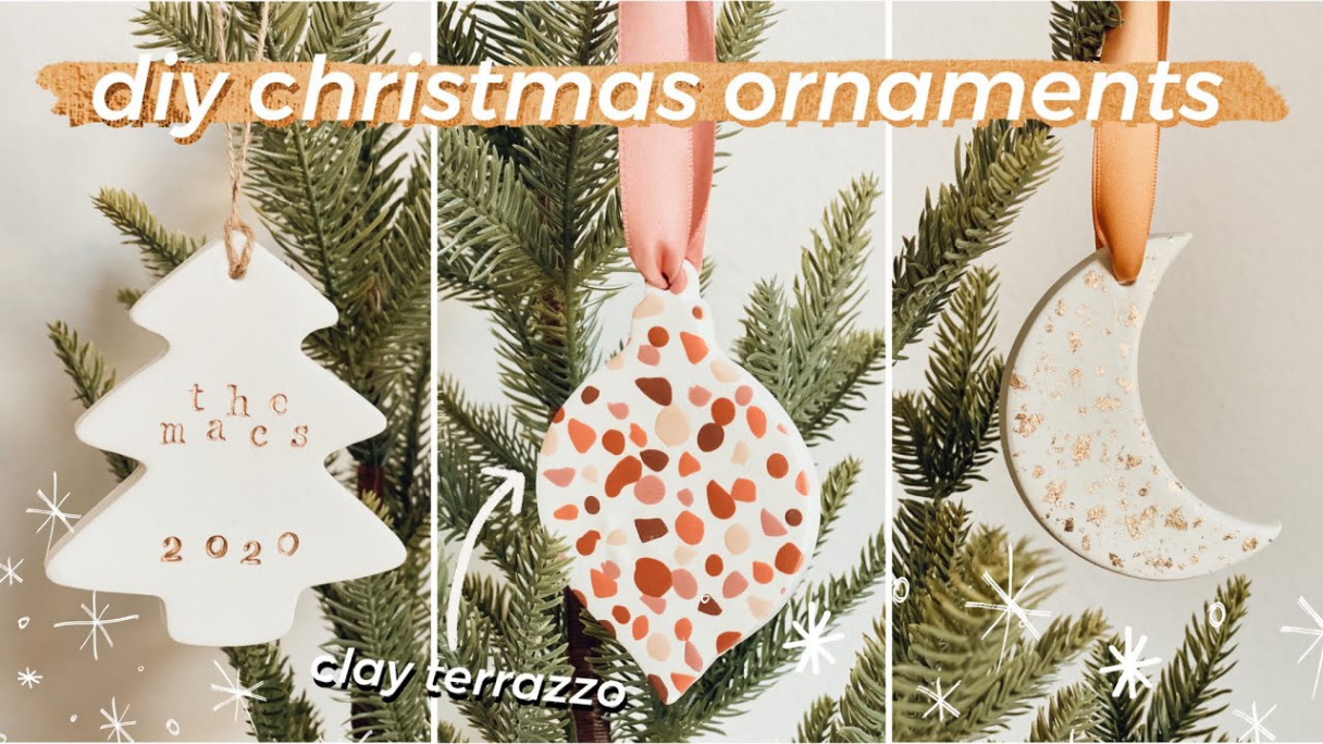 HOW TO MAKE DIY CLAY CHRISTMAS ORNAMENTS!  Oven Baked Polymer Terrazzo +  Stamping Techniques