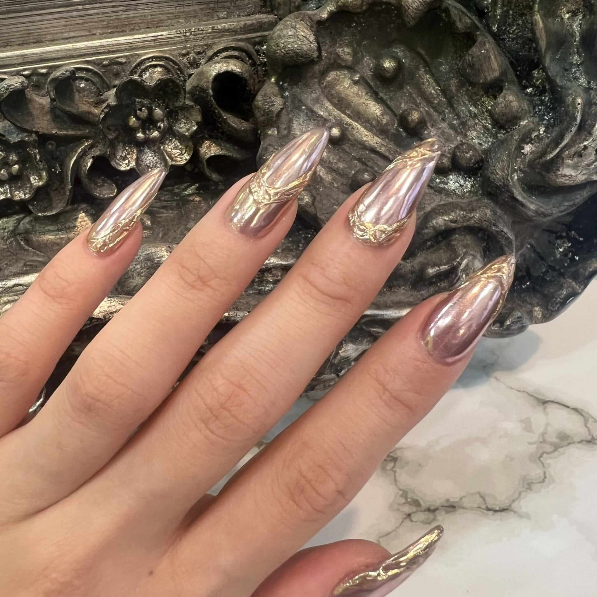 Japanese Jewels at Your Fingertips; Glamorous Chrome Nail Art