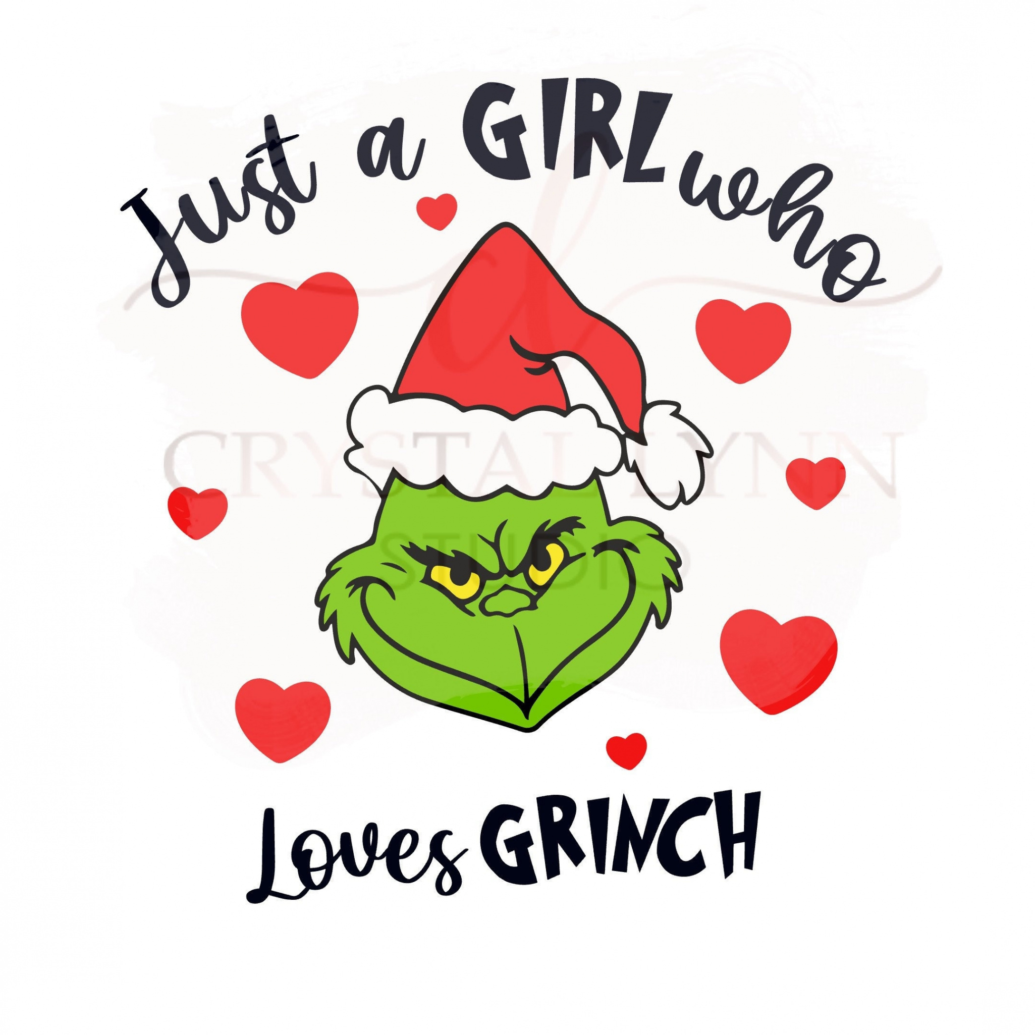 Just a Girl Who Loves Grinch Hearts Instant Download PNG, JPEG