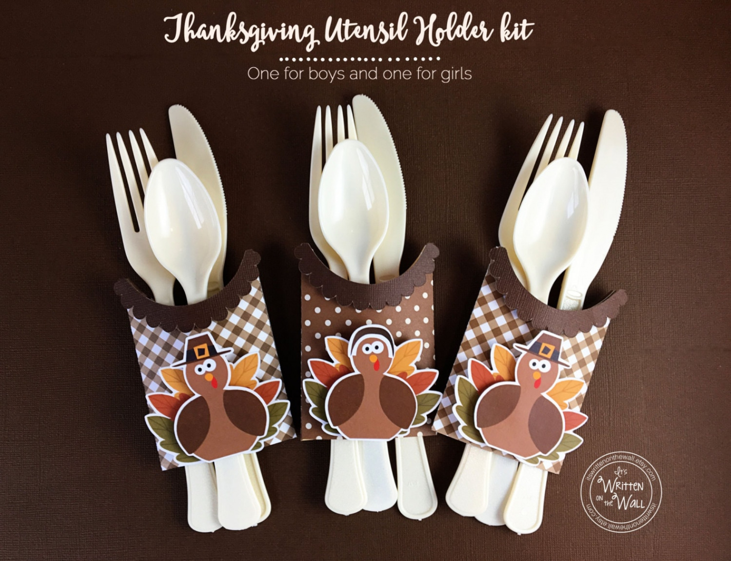 KIT Thanksgiving Turkey Utensil Holder / Kids Table Place - Etsy