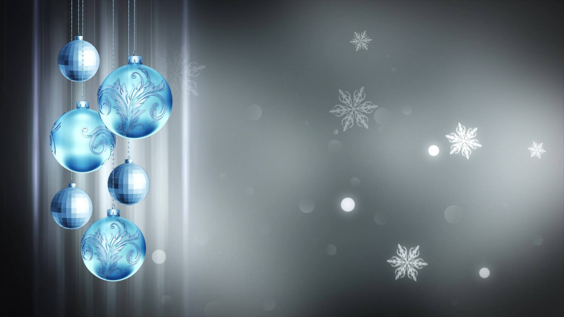Light Blue & Gray Ornaments K Christmas Motion Background Loop