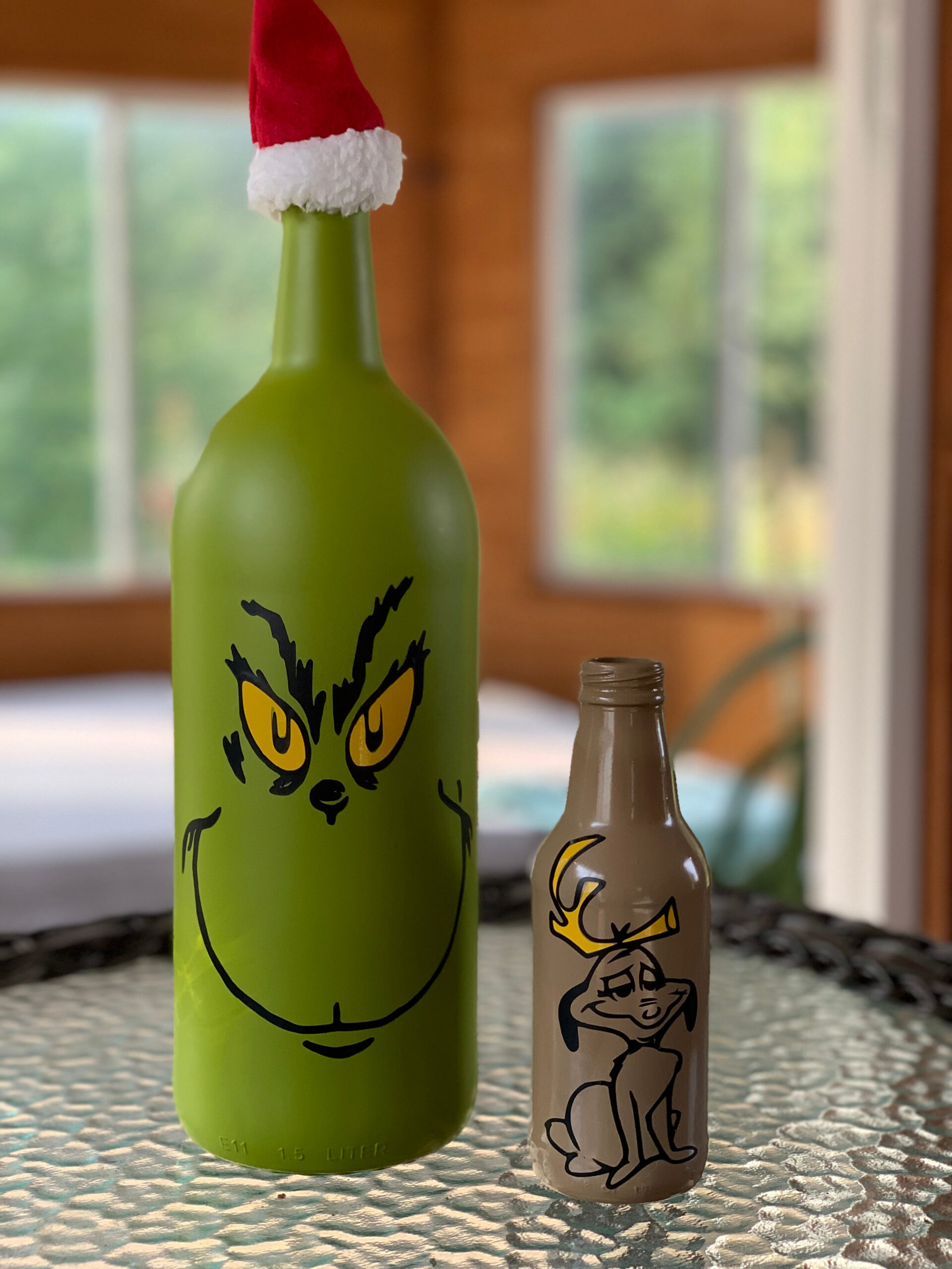 Lighted Christmas Grinch Character Wine Bottle Gift Home Décor