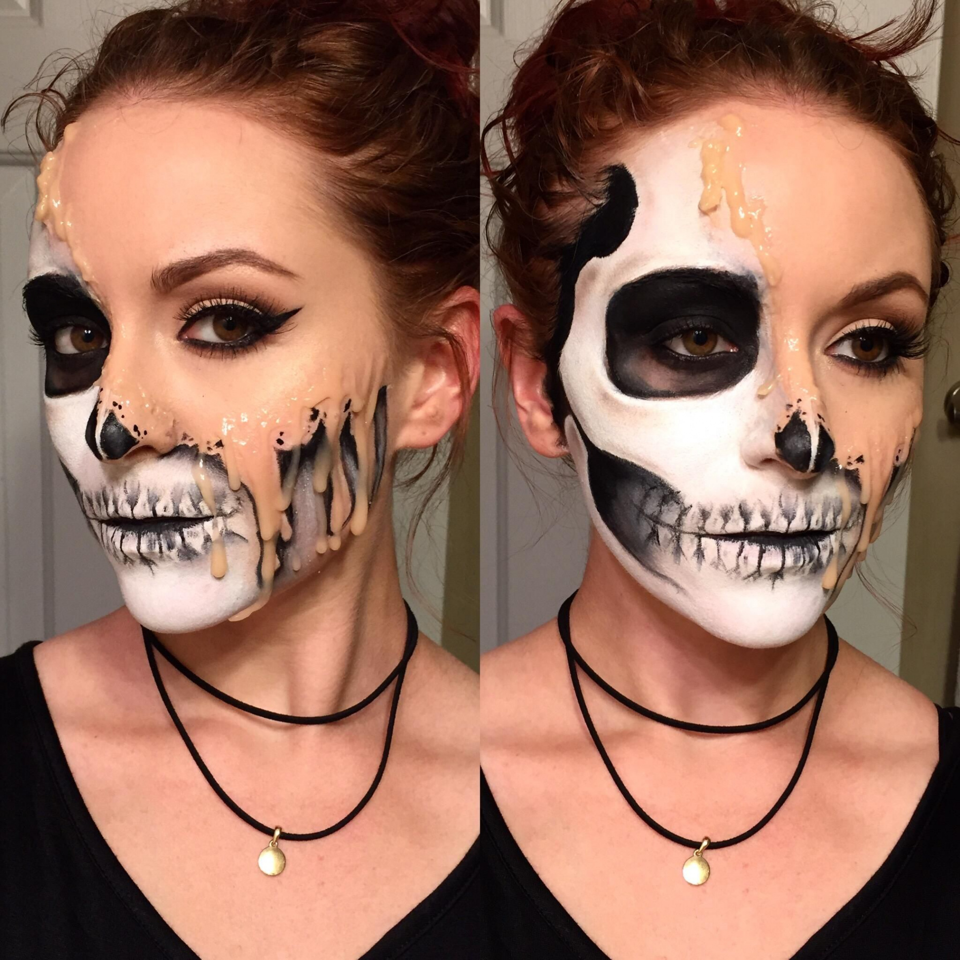 Melted Skull Makeup inspired by Desi Perkins (reference pic in