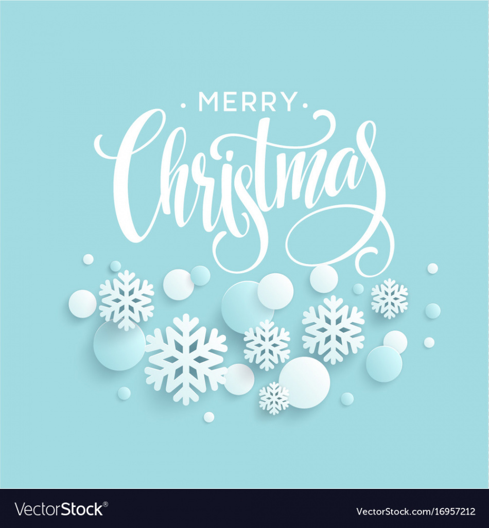 Merry christmas blue background with papercraft Vector Image