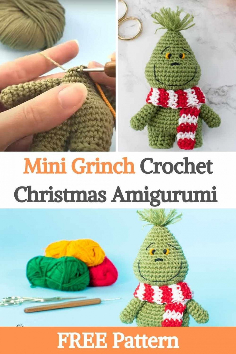 Mini Grinch Crochet Christmas Amigurumi FREE Pattern  Christmas