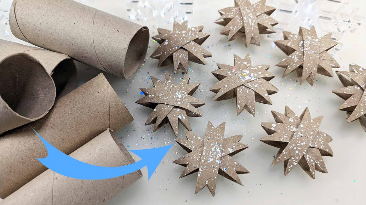 ⭐️  Minute STAR - Toilet Paper Rolls Christmas Ornaments🎄~ ✂️ Maremi