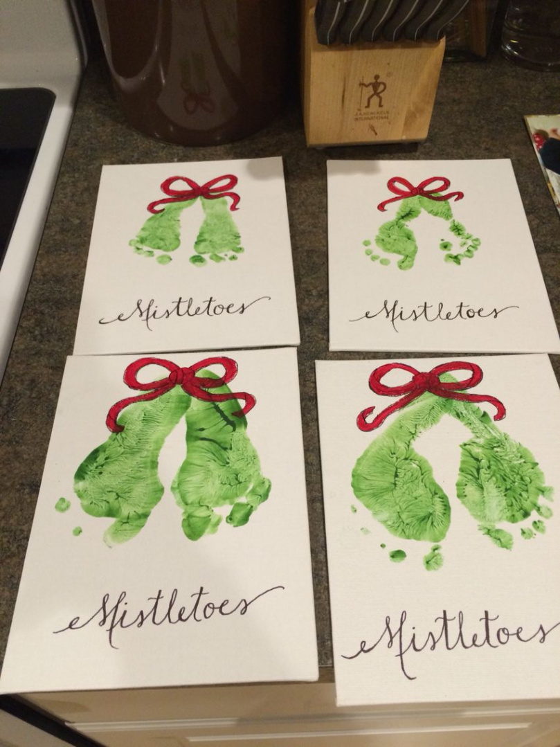 Mistletoe craft from my infants to their parents!  Baby christmas
