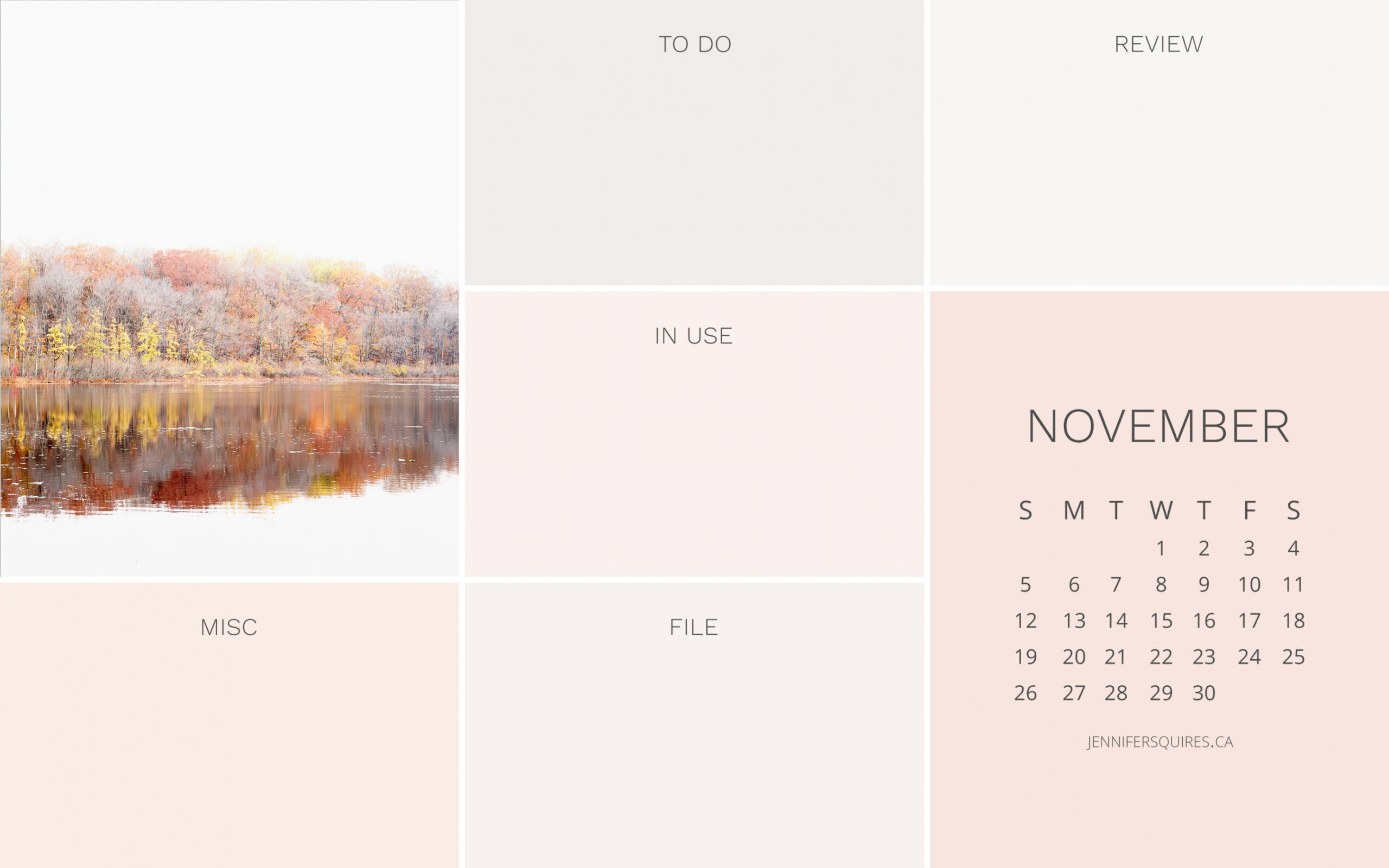 November  Desktop Wallpaper Organizer - Autumn Aesthetic