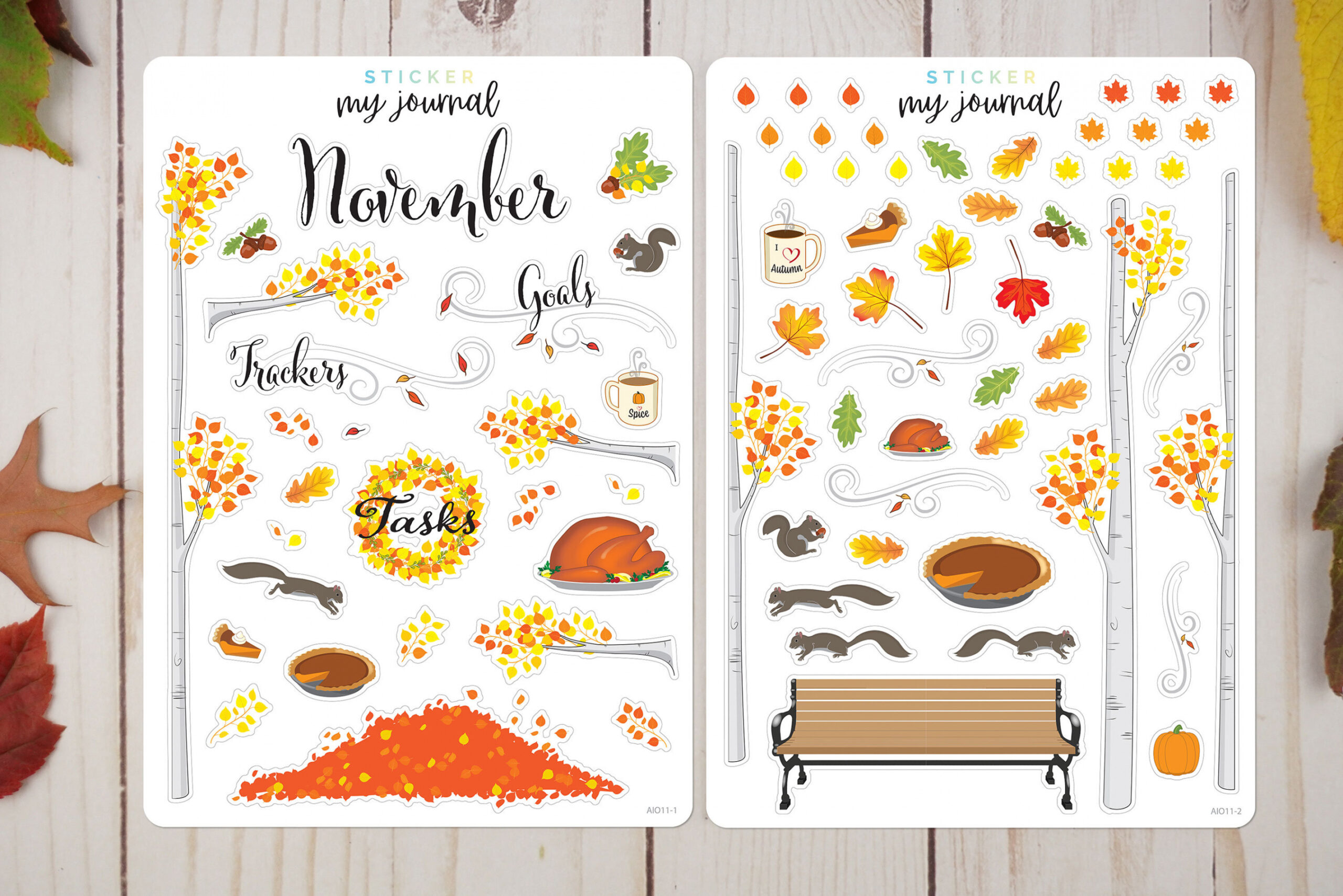 November Monthly Bullet Journal Sticker Kit Autumn - Etsy