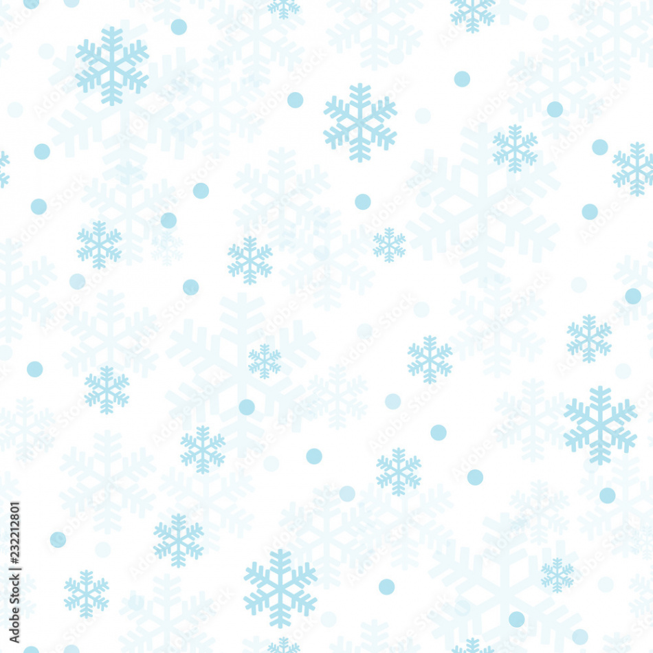 Pastel blue Christmas snowflakes seamless pattern